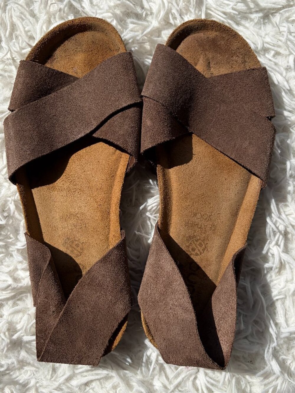 Yokono Villa Brown Suede Crossover Slingback Sandals Leather Sock Shoes READ